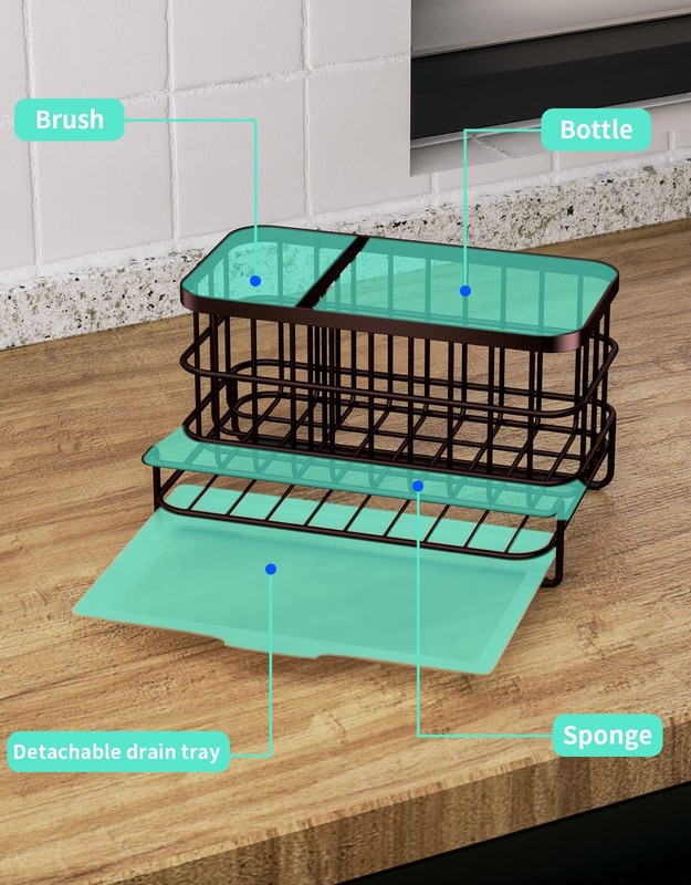 Multifunctional Kitchen Sink Caddy With Removable Drain Tray Quick Draining Rust gallery