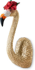 Exquisite Gold Wall Decor – Large Resin Flamingo Bird Head Sculpture for Hanging