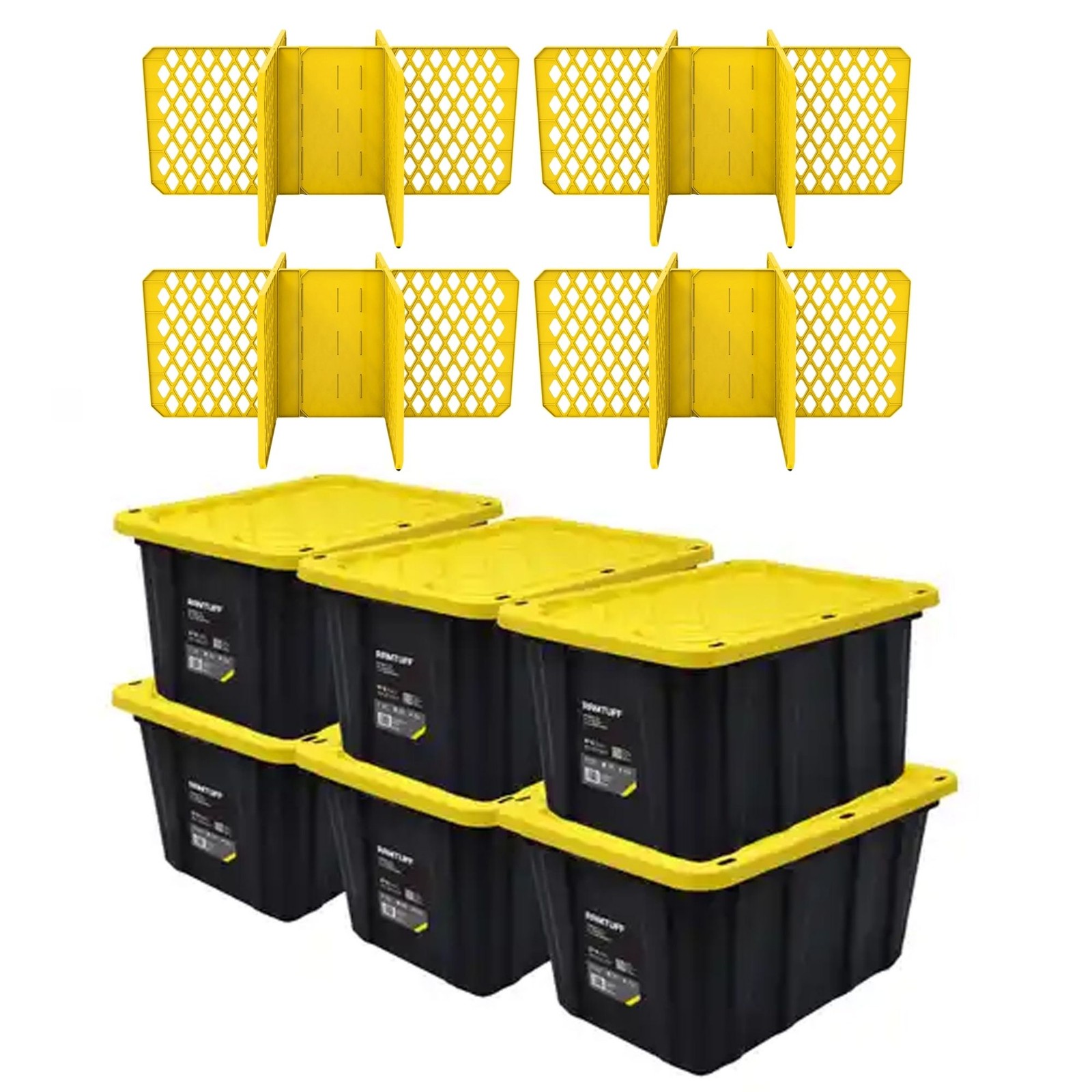 Ramtuff 6 Pack Stackable Storage Container and ORGANIZE-IT! 4 Pack Tote Dividers gallery