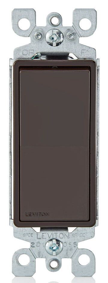 Leviton 5601-2, AC Decorator Rocker Switch, 15A 120/277V Dec Sp Sw Brown, 1 PC gallery