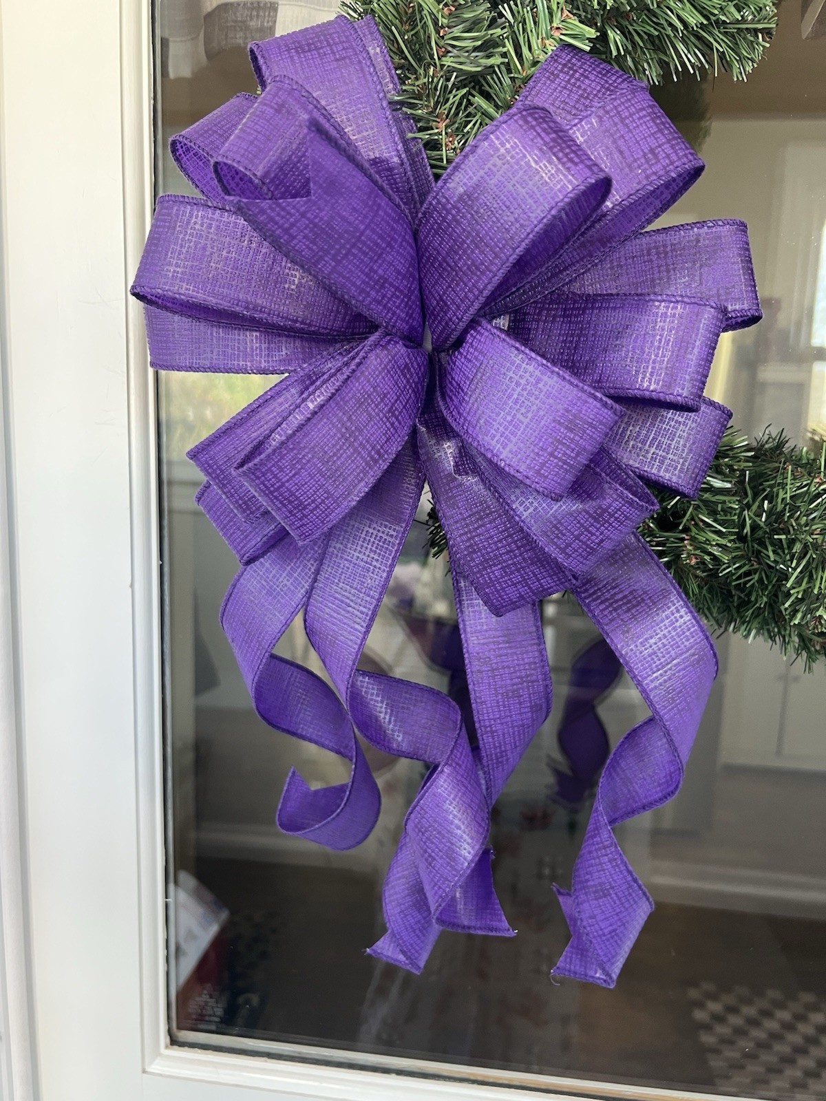 Handmade Purple Spring Summer Fall Crosshatch Easter Church Bow Wreath Decor gallery