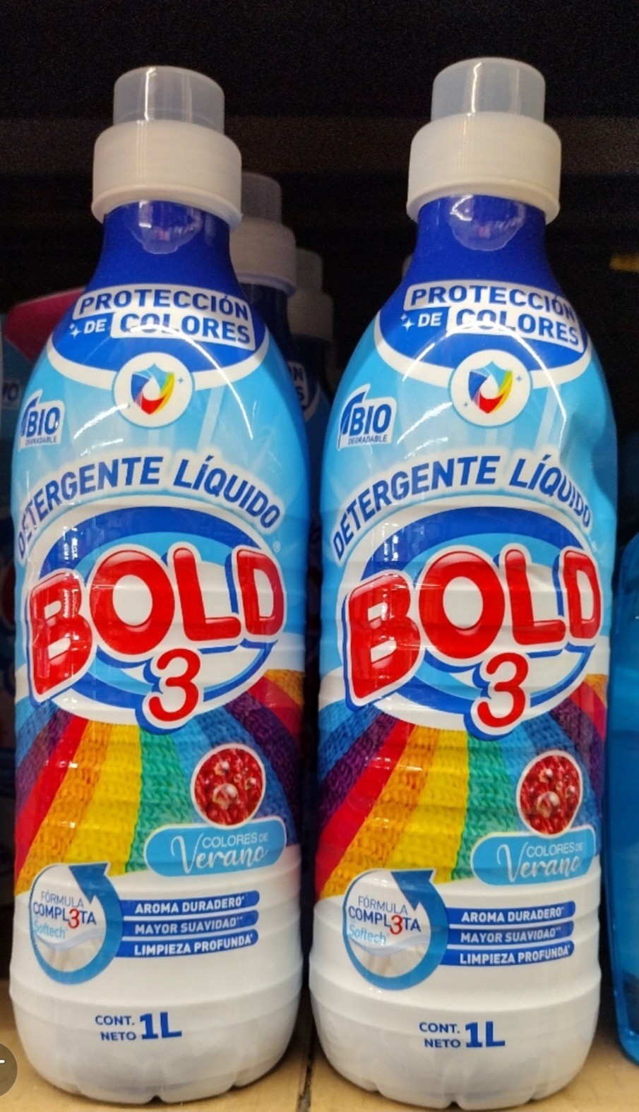 BOLD 3 LAUNDRY DETERGENT ( DETERGENTE LIQUIDO COLORES VERANO ) 2 OF 1 LITER EACH gallery