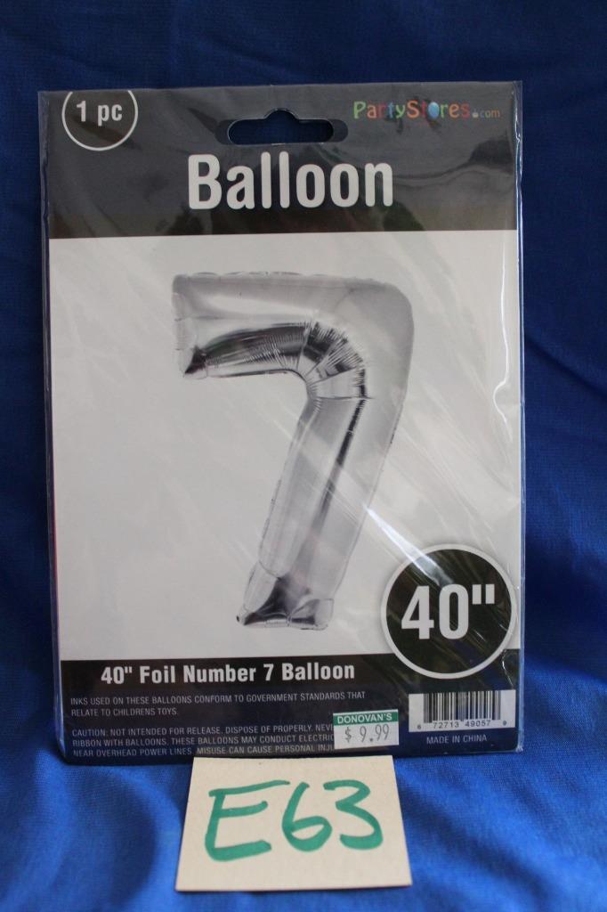 E63G PARTYSTORES.COM 40" SILVER FOIL NUMBER "7" PARTY BALLOON gallery