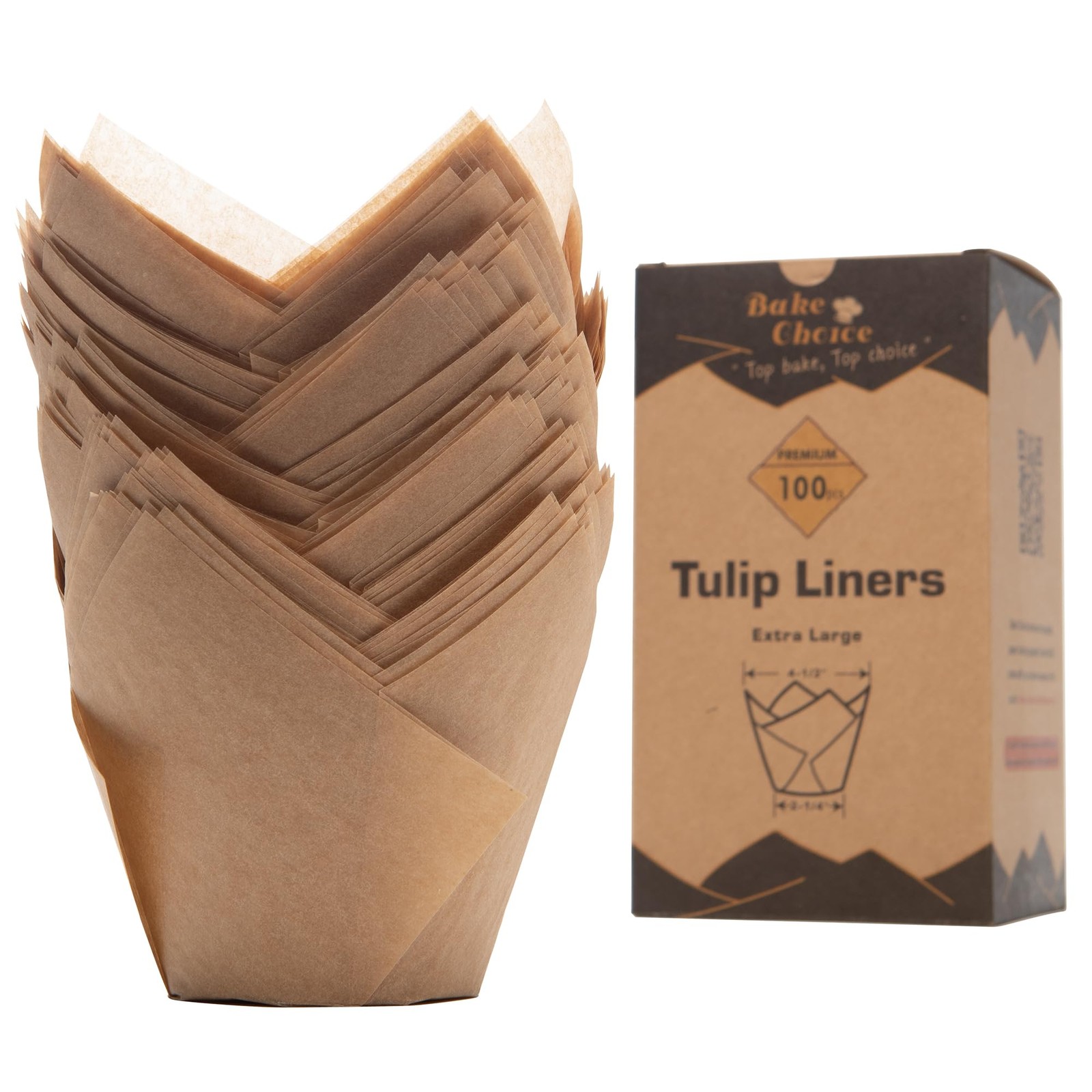 Nordic Paper 100pcs Extra Large Size Natural Tulip Cupcake Liners for Baking,... gallery