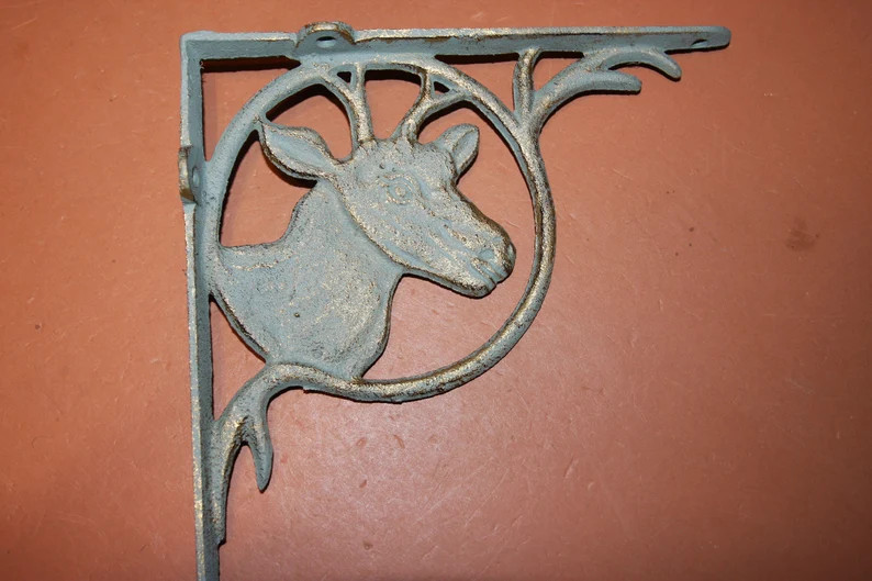 9" x 9" Deer Shelf Bracket - Decorative Cast Iron Home Decor Free Ship, B-73 gallery