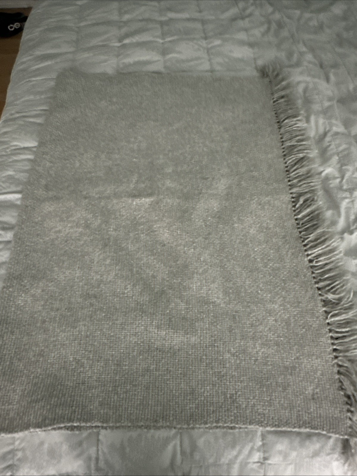 Area Home Baby Alpaca Blend Throw Blanket 42” X 66 “ Blanket Light Gray fringe gallery