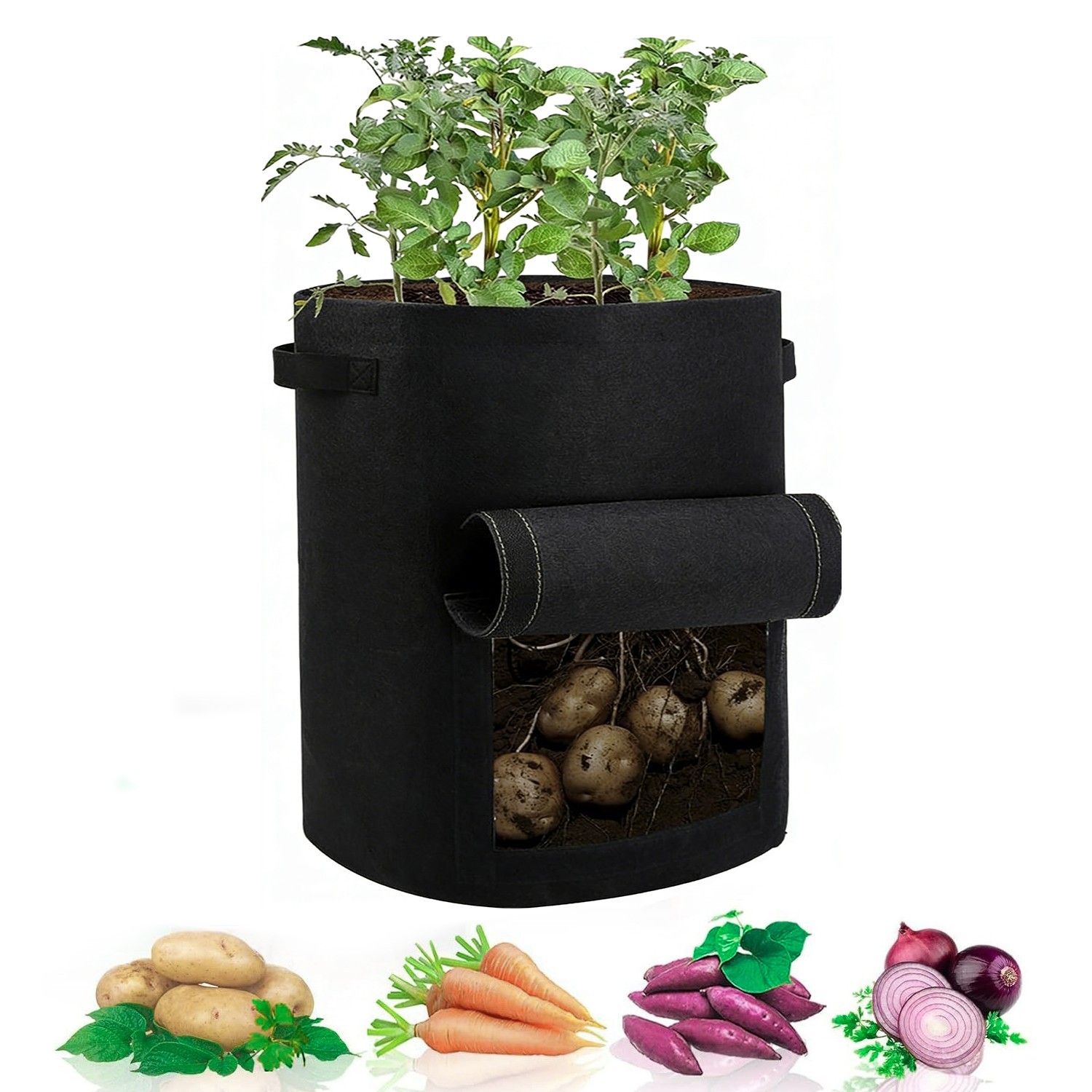 FDS Vegetable Planting Grow Bags, Fabric Pots Plants Growing via Flap & Handle gallery