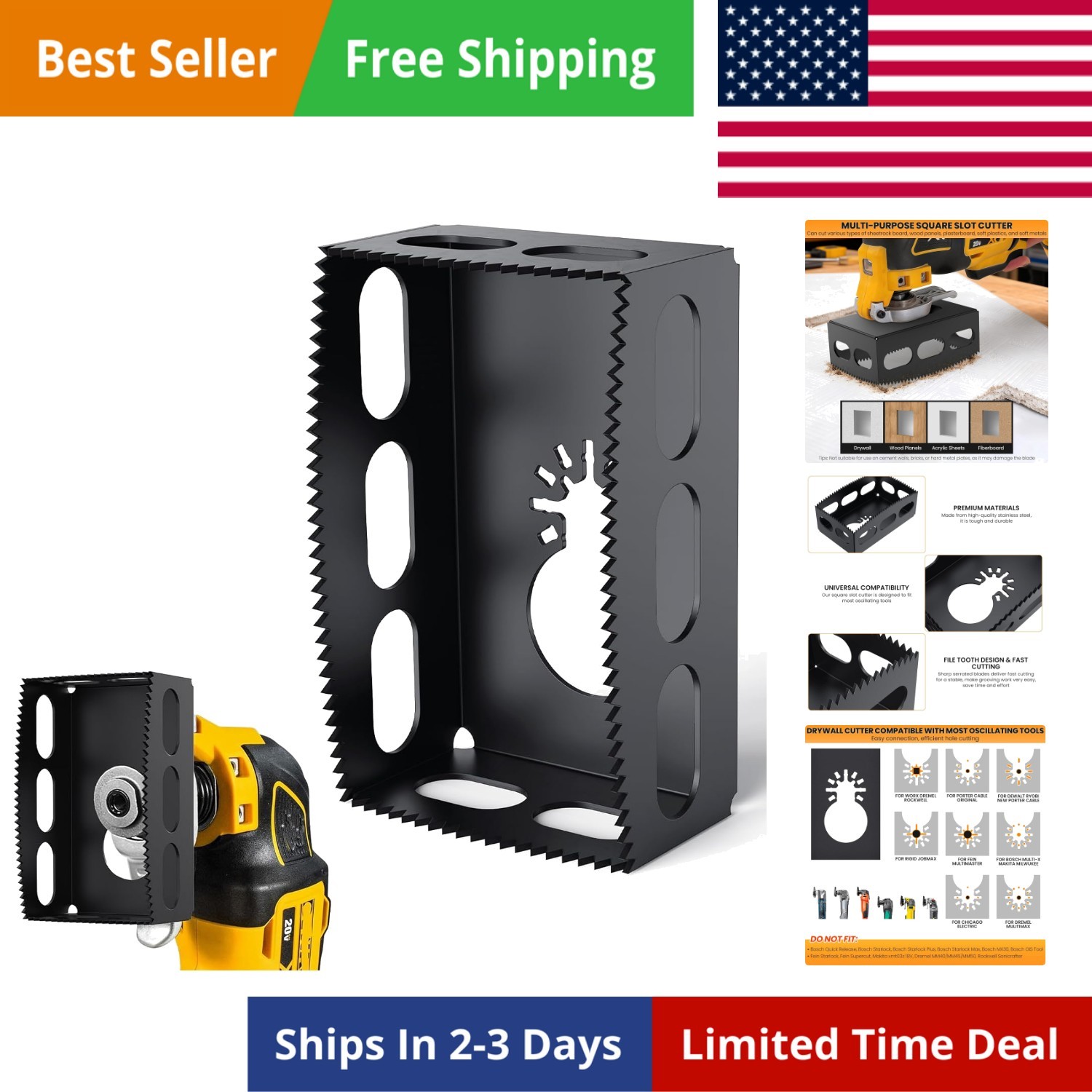 1 PCS Drywall Outlet Cutter Tool - Square Slot Cutter, Fits Most Oscillating ... gallery