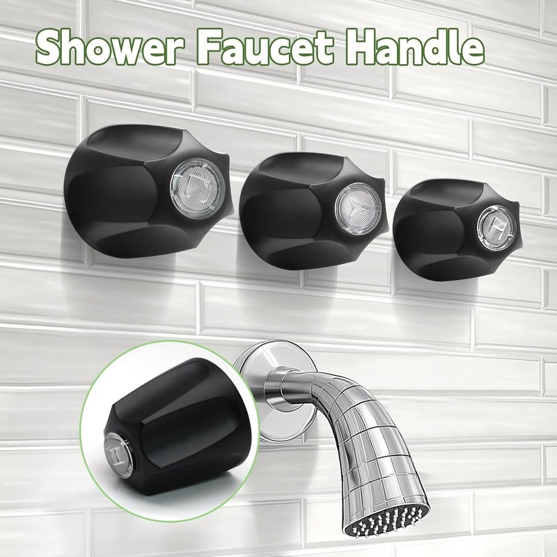 Brushed Black Shower Knob Replacement Set of 3 Bathtub Faucet Handles Inclu... gallery