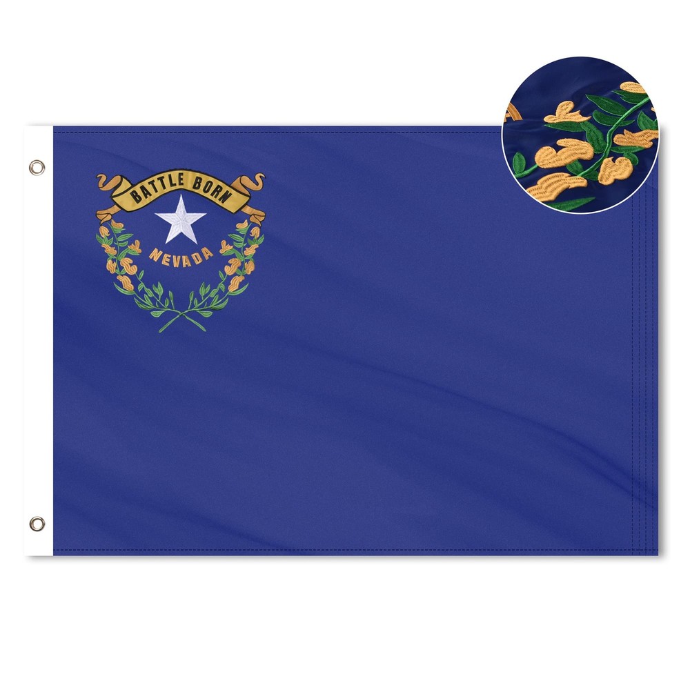 Nevada State Flag 6x10 Ft, Deluxe Full Embroidered Heavy Duty 100% Polyester ...