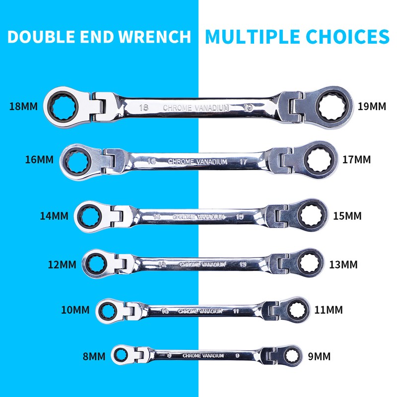 6PCS Double Box Flex Head Ratcheting Wrench set Heavy Duty Spanner Set REF97428 gallery