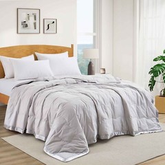 Oversized Down Blanket, King or Queen Bed Blanket with Satin Trim Cotton Shell