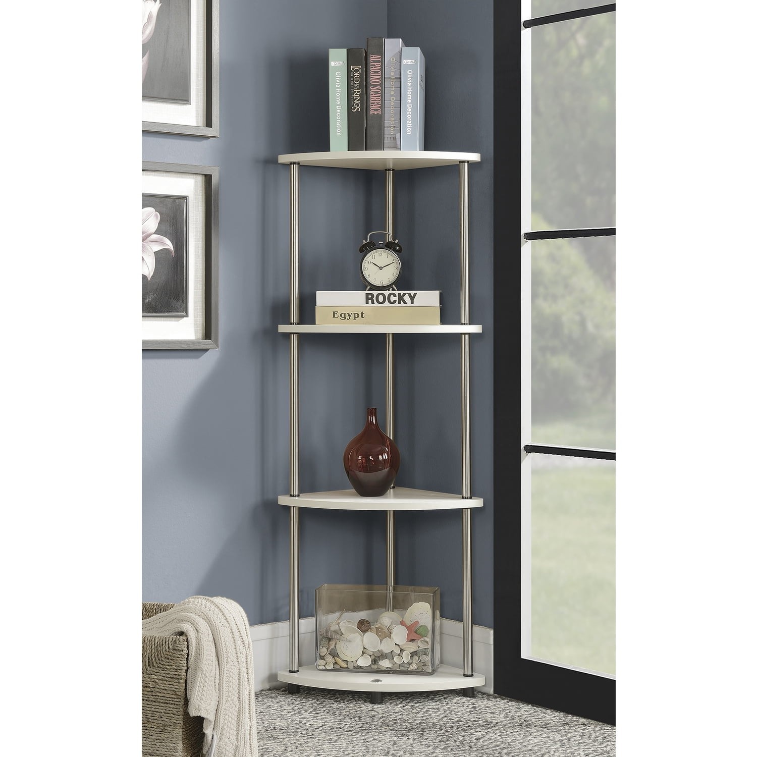 Designs2Go 4 Tier Corner Shelf, White gallery