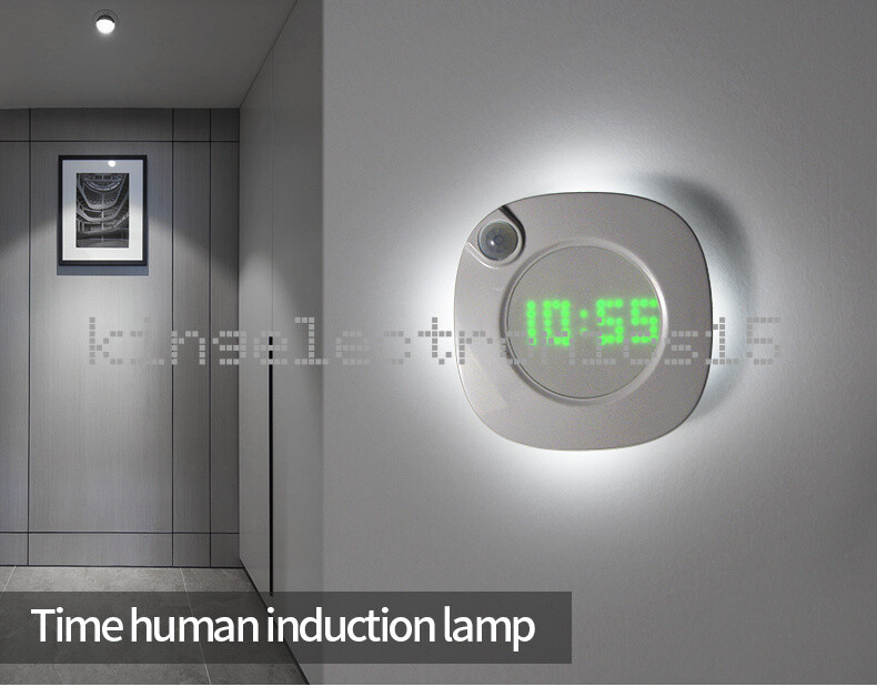 Digital LED Time Wall Clock With PIR Motion Sensor Night Light Home Clock Lamp K gallery