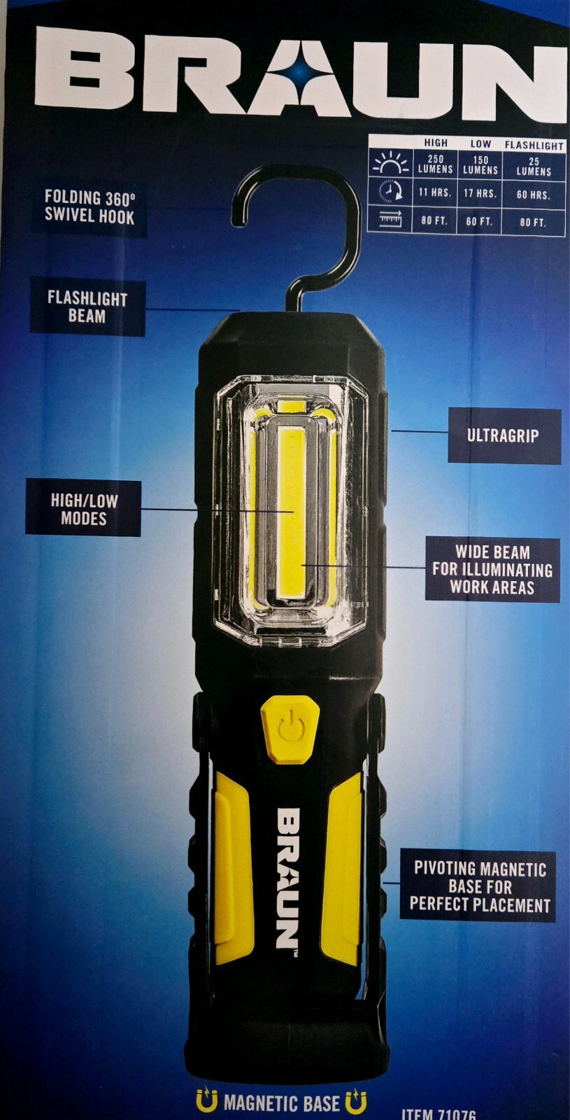 LED Flashlight Work Light Mechanical Car Workshops Magnetic Base 175 Lumens gallery