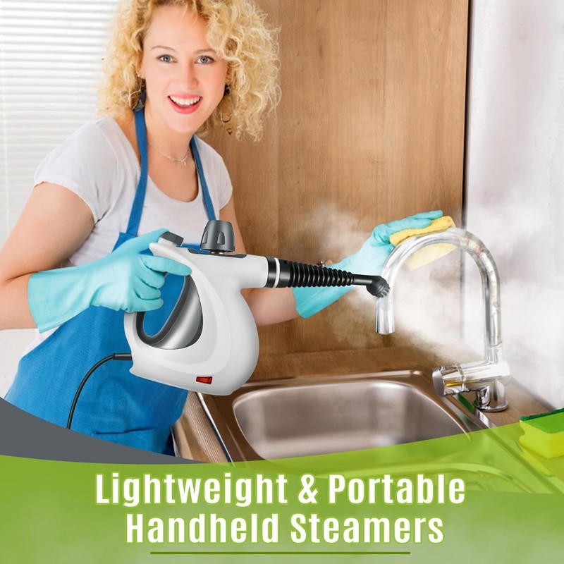 Pressurized Handheld Multi-Surface Natural Steam Cleaner with 12-pc Accessories gallery