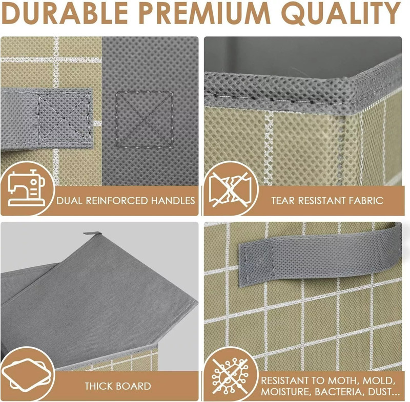 Collapsible Foldable Fabric Cubby Cube Storage Bins Baskets for Shelves 6 pack gallery