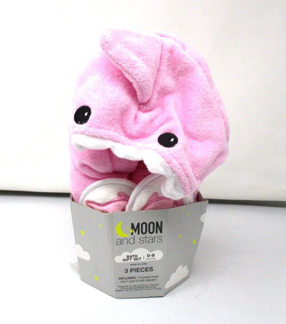 Moon and Stars Bath Gift Set 0-9 Months 3 Pieces Pink Shark gallery