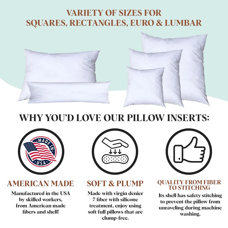 Premium Polyester Throw Pillow Insert - 16x26 - Ultra Soft Large Rectangle Th... gallery