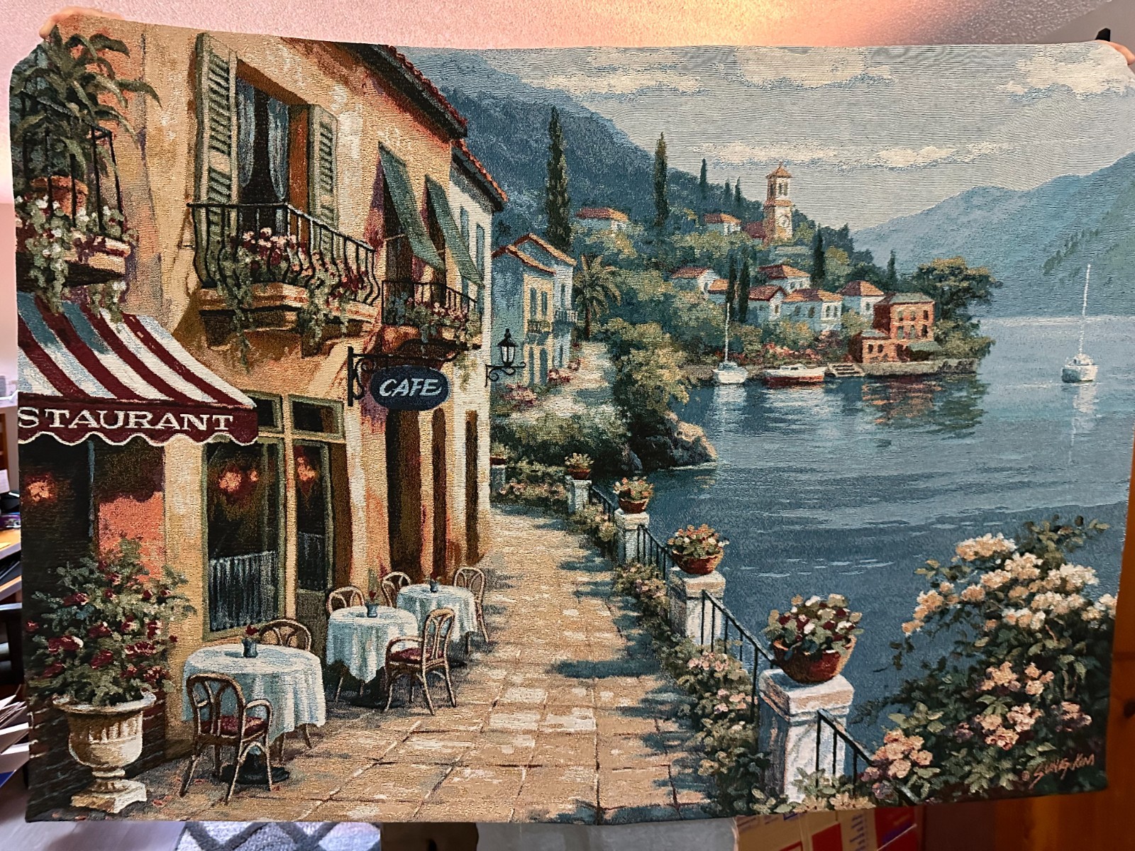 Tapestry Mediterranean Overlook Cafe Sung Kim Jacquard 38 x 53 inches gallery