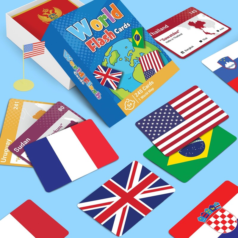 World Flags Flashcards 245 Countries Flags Geography Game with World Map - Edu gallery