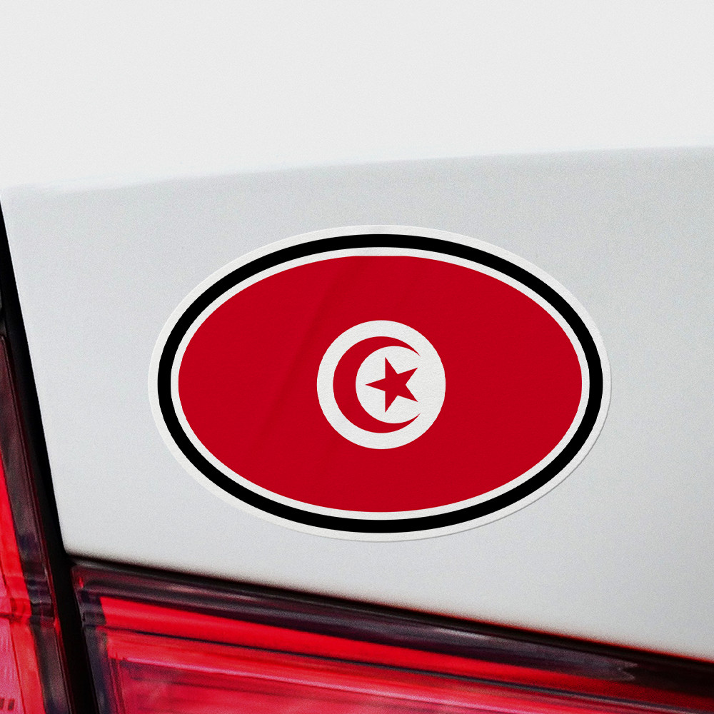Tunisia Oval Flag Sticker 3 Pack Vinyl Decal Car Auto Window Tunis gallery