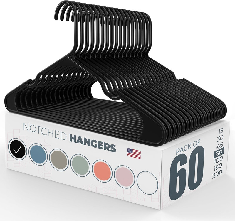 Plastic Hangers 50 Pack (60 Count) – Made in the USA – 6Lb Capacity Standard Clo gallery
