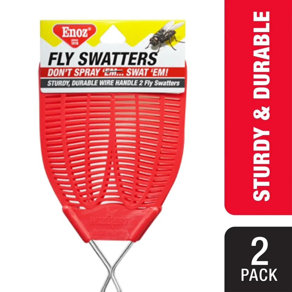 (3 pack)Enoz Fly Swatter, Wire Handled Plastic Fly Swatter, Assorted Colors,2 ct gallery