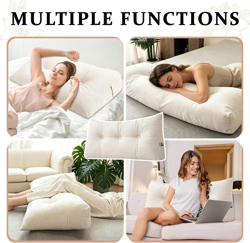 Triangular Headboard Pillow Twin XL for College Dorm Headboard Bed Wedge Pillows gallery