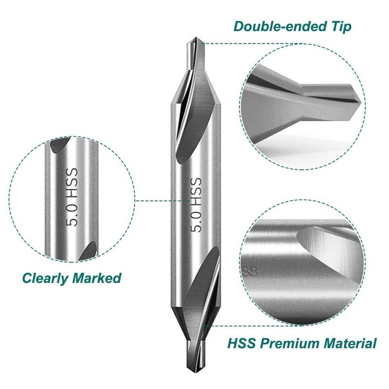 8Pcs HSS Center Drill Bits Set 60 Degree Countersink Lathe Mill Tool 1mm to 6mm gallery