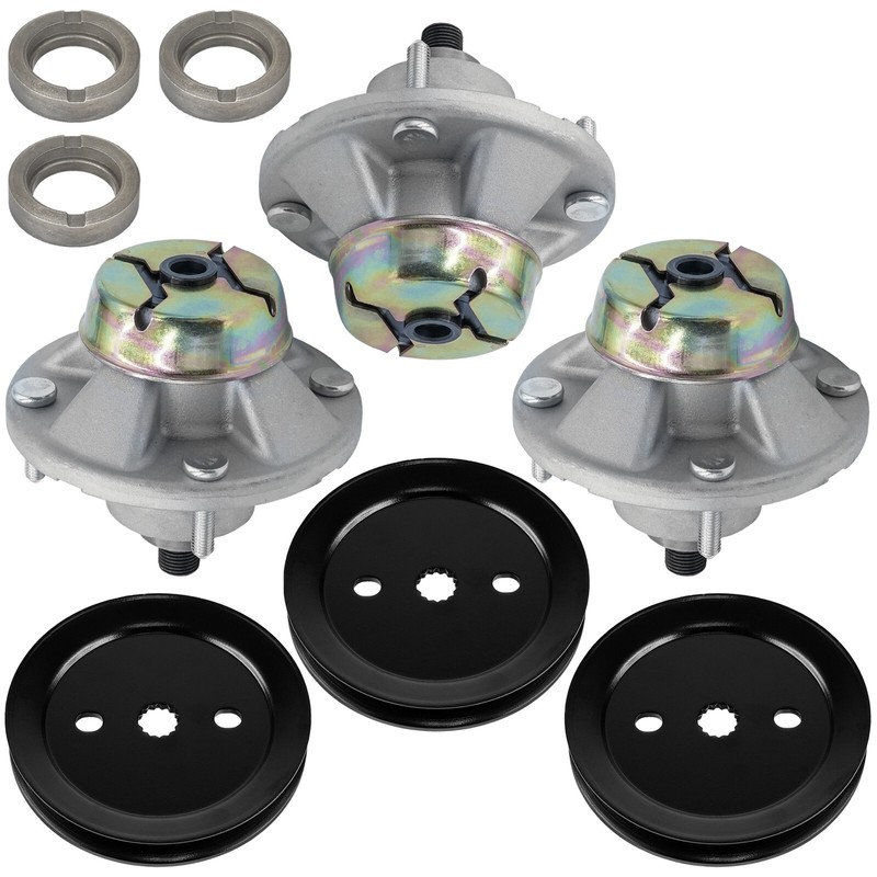 3 Caltric Spindle Assembly W/Pulley 48" Deck For John Deere X360 X500 X520 X530 gallery