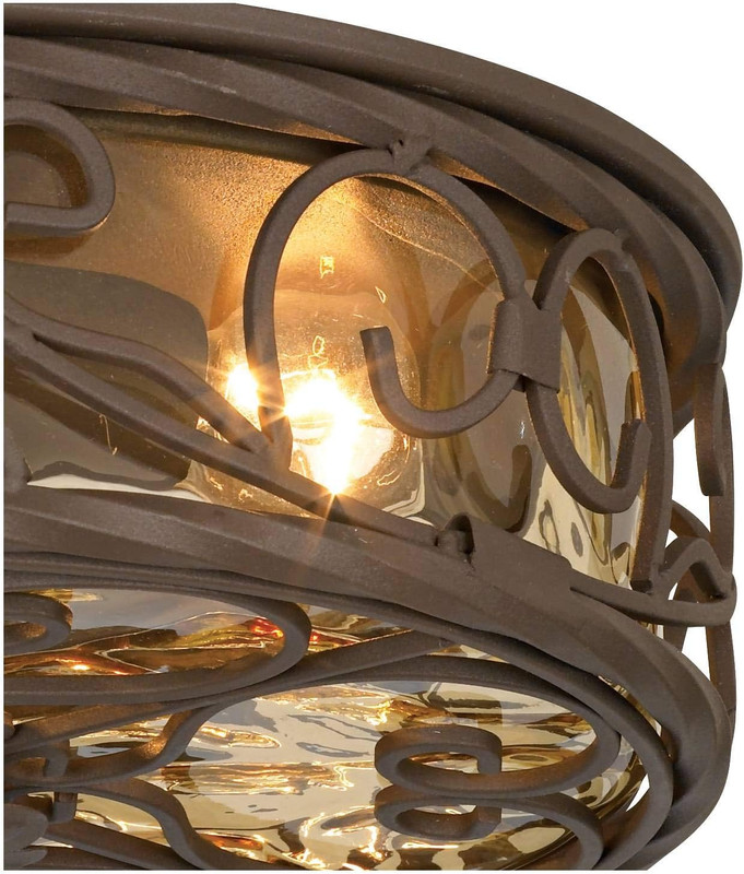 Rustic Dark Walnut Outdoor Ceiling Light Fixture with Water Glass 12 gallery