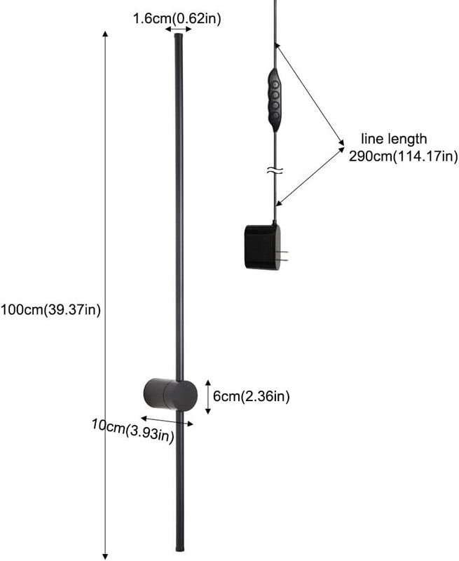 LED Wall Lights RC Dimmable Modern Plug in Wall Sconce Set of 2 With Dimmer 39" gallery