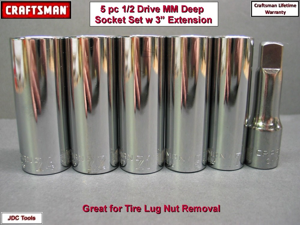 Craftsman 6 pc 1/2 Drive Deep MM Socket Set 17MM - 24MM