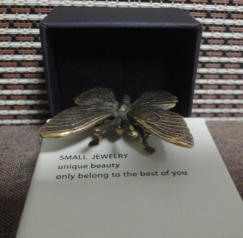 Solid Brass Butterfly Figurine Vintage Style Bronze Color Statue Home Decor gallery