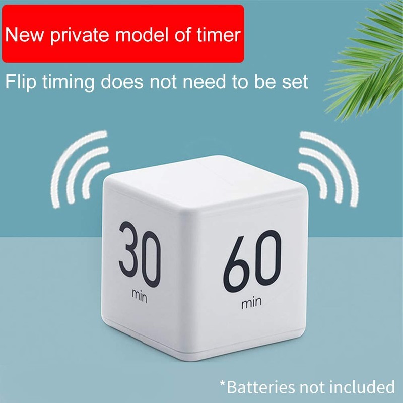 Cube Timer - 5, 15, 30 & 60 Min for Time Management (White) Kitchen & White gallery