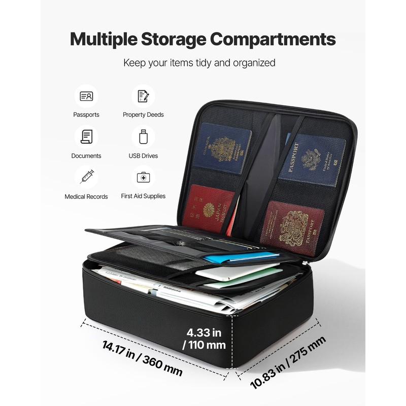 Uimoso Fireproof Document Storage Box 1832℉ Multi-Layer File Organizer with Lock gallery