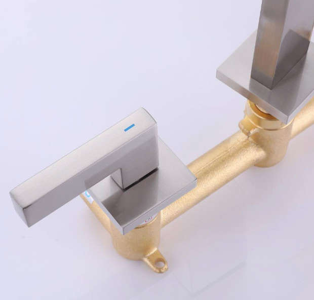 BWE A-93015-N Two-Handle Wall Mounted Bathroom Faucet Brushed Nickel OPEN BOX gallery