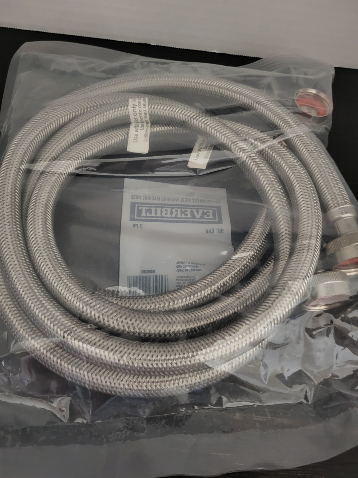 Everbilt 69003HD 4ft Stainless Steel Washing Machine Hose 2-Pack NEW SEALED gallery