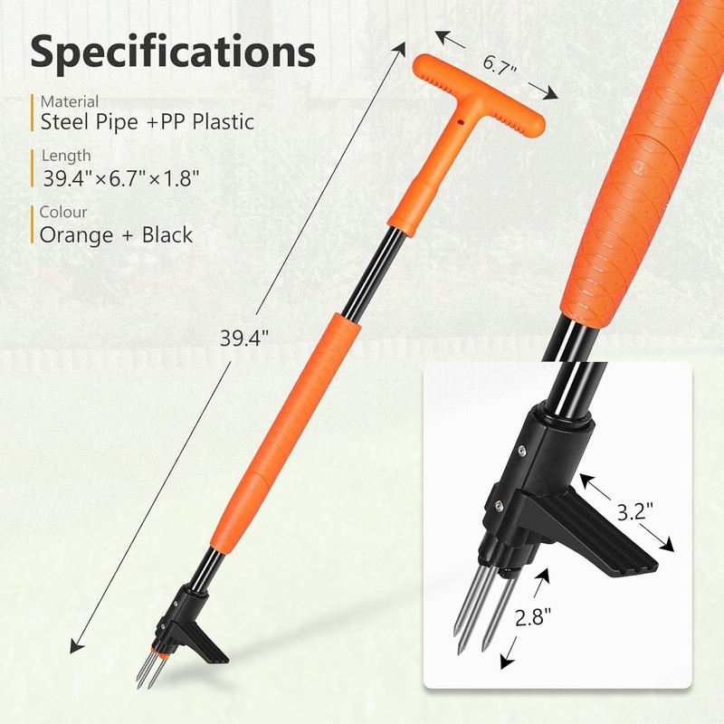 Weed Puller Tool, 3/4 Claw Stand Up Weed Puller Tool with Ergonomic Long Handle gallery