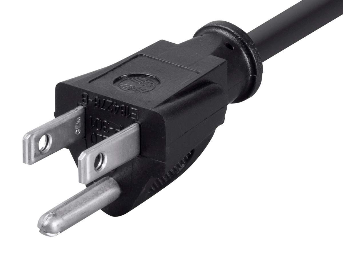 Monoprice Extension Cord - 3 Prong, NEMA 5-15P to 3 Feet, Black - 13A gallery