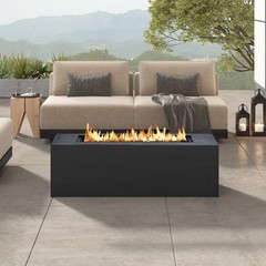 Outdoor Rectangular Propane Fire Pit 40000 BTU 41.9 Inch Black Magnesium Oxide