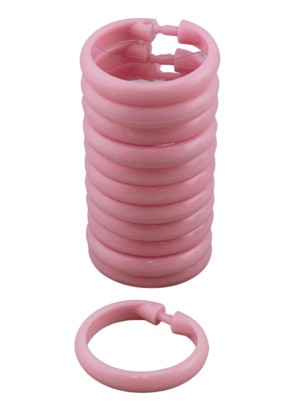 12 Piece Plastic Locking Hook Set Easy Gliding Shower Curtain Rings Pink gallery