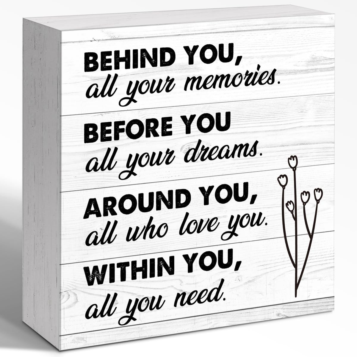 Simple Inspirational Phrase "Within You All You Need" Whitewashed Wooden Sign gallery