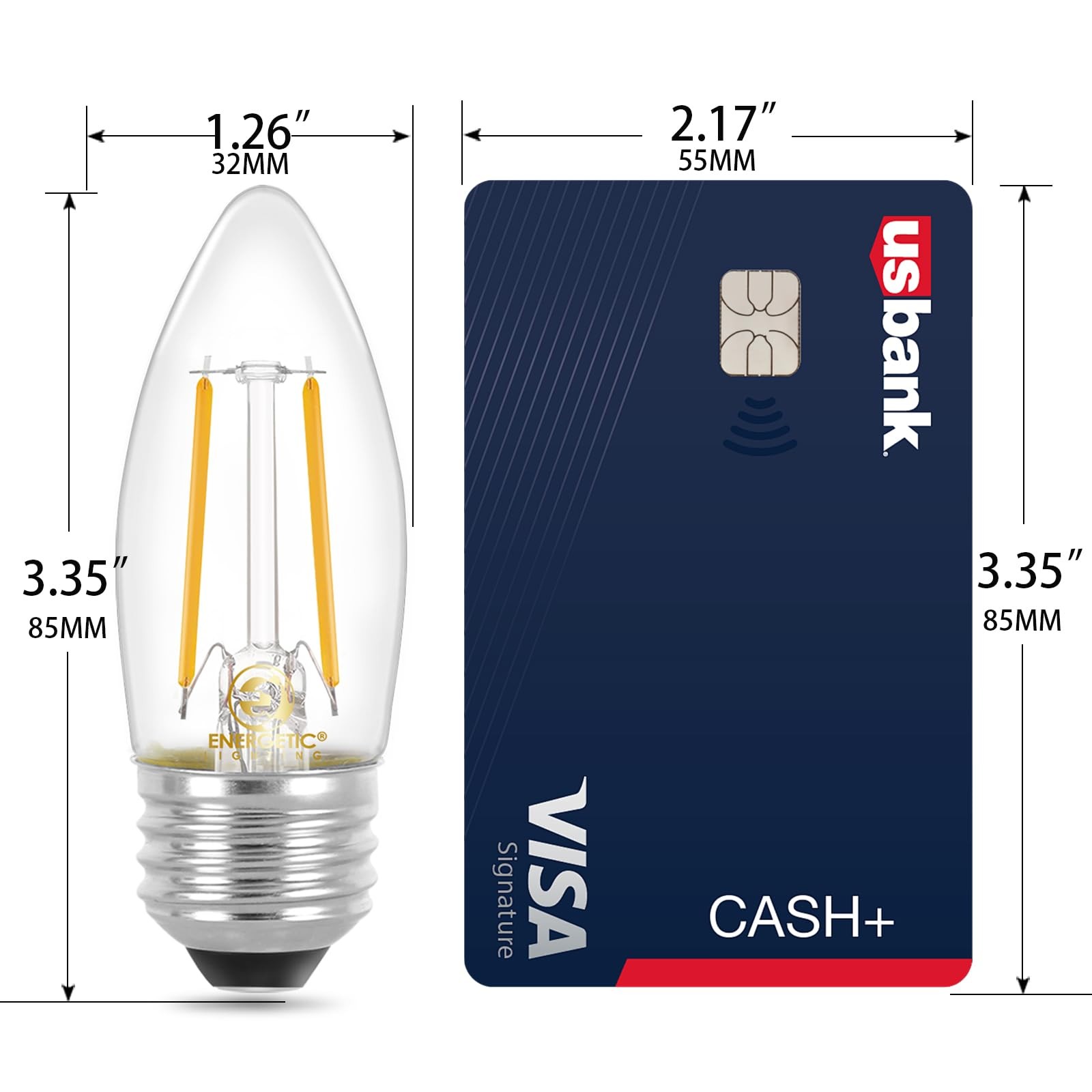 Energetic B10 B11 LED Filament Bulb E26 2700K 4W 40W 300 Lumens Dimm 6 PCS gallery