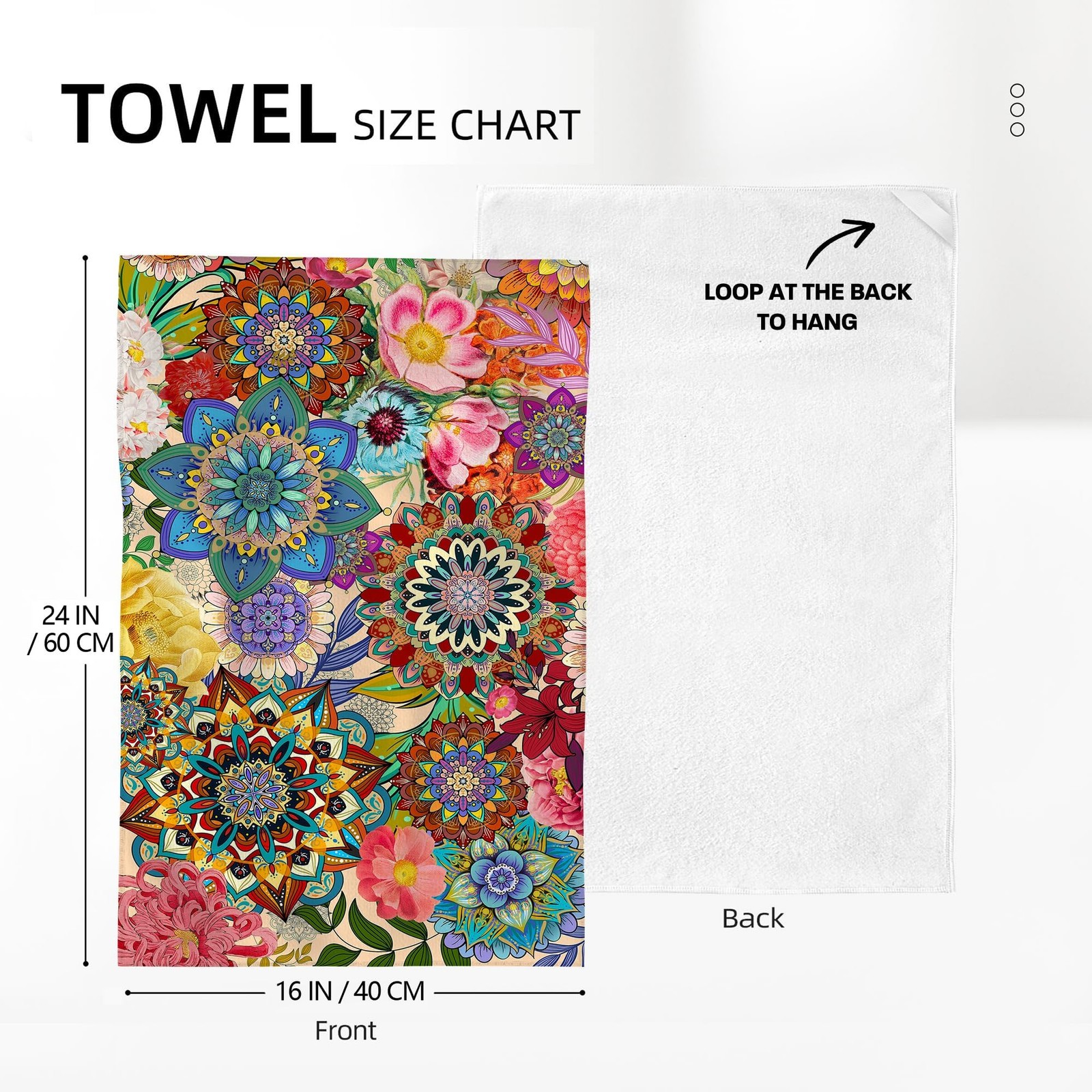 Boho Floral Kitchen Towels Decorative Set of 2, Colorful Flowers Dish Towels ... gallery