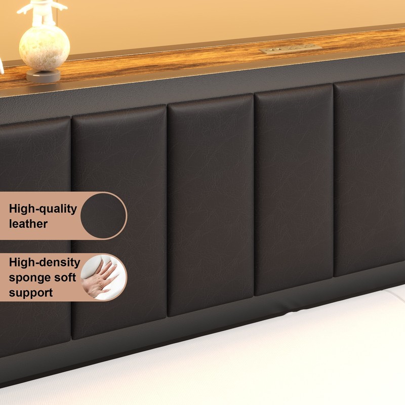Full Queen Size Metal Platform Bed Frame with Drawers and LED Lights gallery