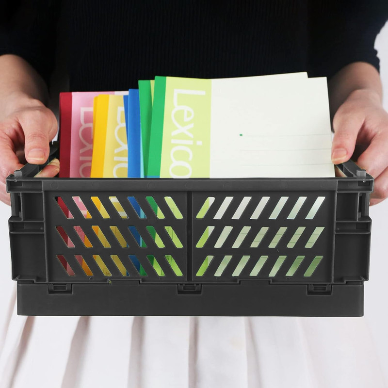 2-Pack Mini Foldable Plastic Storage Box Mini Plastic Baskets for Organizing and gallery