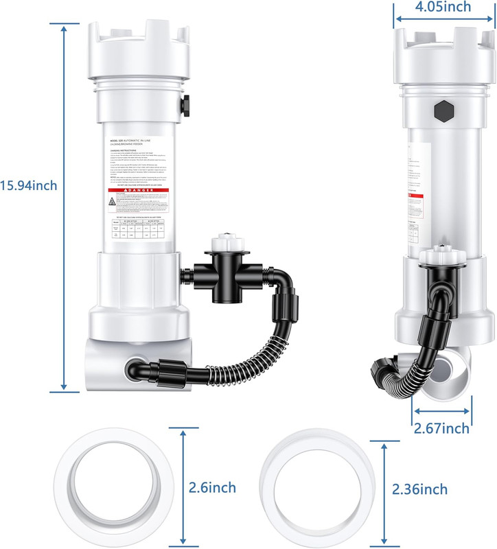 2025 Upgraded 320 Pool Automatic Inline Chlorine/Bromine Feeder Compatible with gallery