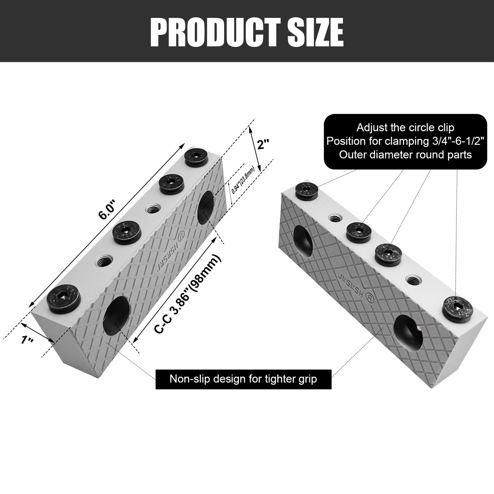 1 Set 2 Pcs Machined Aluminum Soft Jaws 6 x 2 x 1 Inch for Kurt 6 Inch Vise gallery